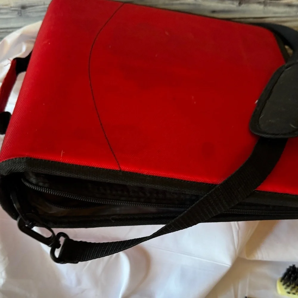 ★ Gastek Travel Organizer Portfolio Bag Document Case Red Black